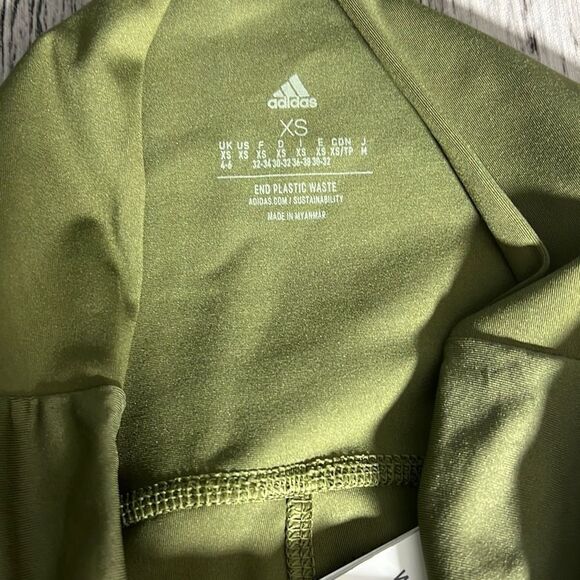 Adidas Aeroready Women's Athletic High Waist Green Yoga Shorts Size XS NWT - Picture 6 of 6